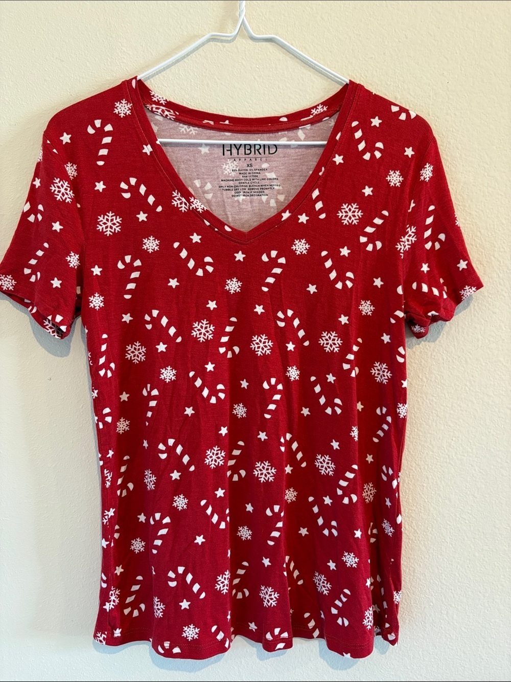 Red Short Sleeve Tee with Candy Canes and snowflakes ❄️❄️❄️